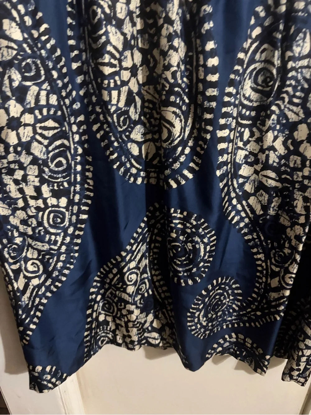 Michael Kors Navy and Cream Sleeveless Midi Dress Sillk